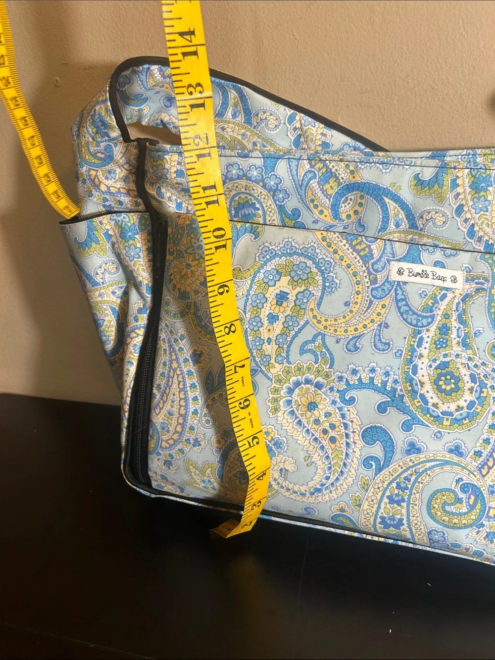 Bumble Bags Jessica Blue Paisley Messenger Backpack Diaper Bag